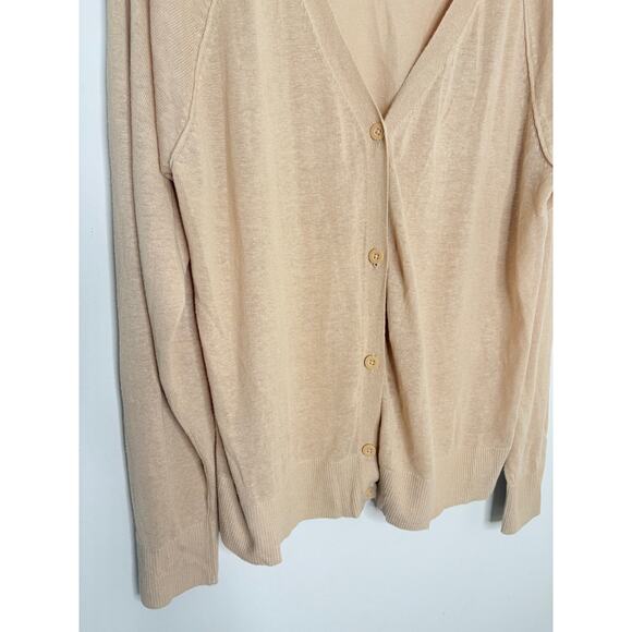 Gap Linen Cardigan Sweater Beige Tan Button Up Womens XL Minimalist - Picture 4 of 9